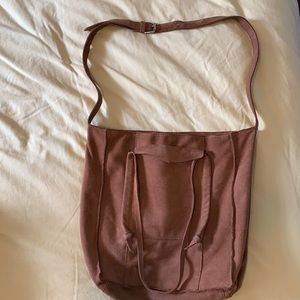 ZARA suede tote bag with linen interior